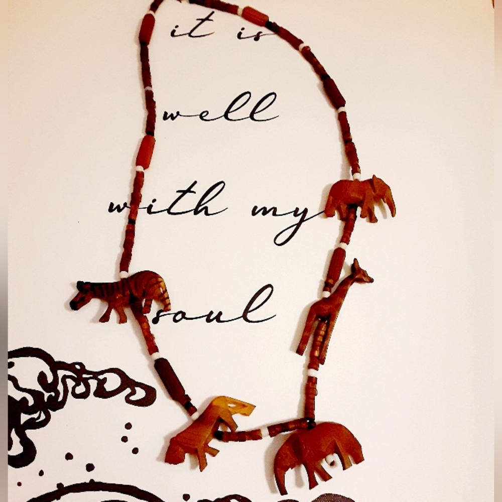 Handcrafted Safari Animal Bead Necklace - Picture 3 of 10